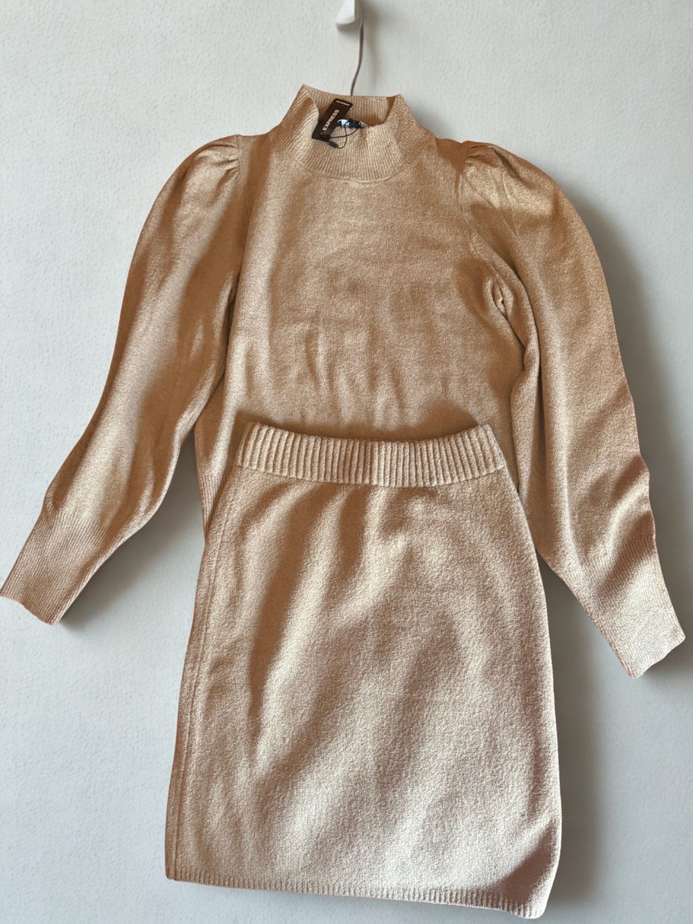 Brown Knit Sweater & Skirt Set